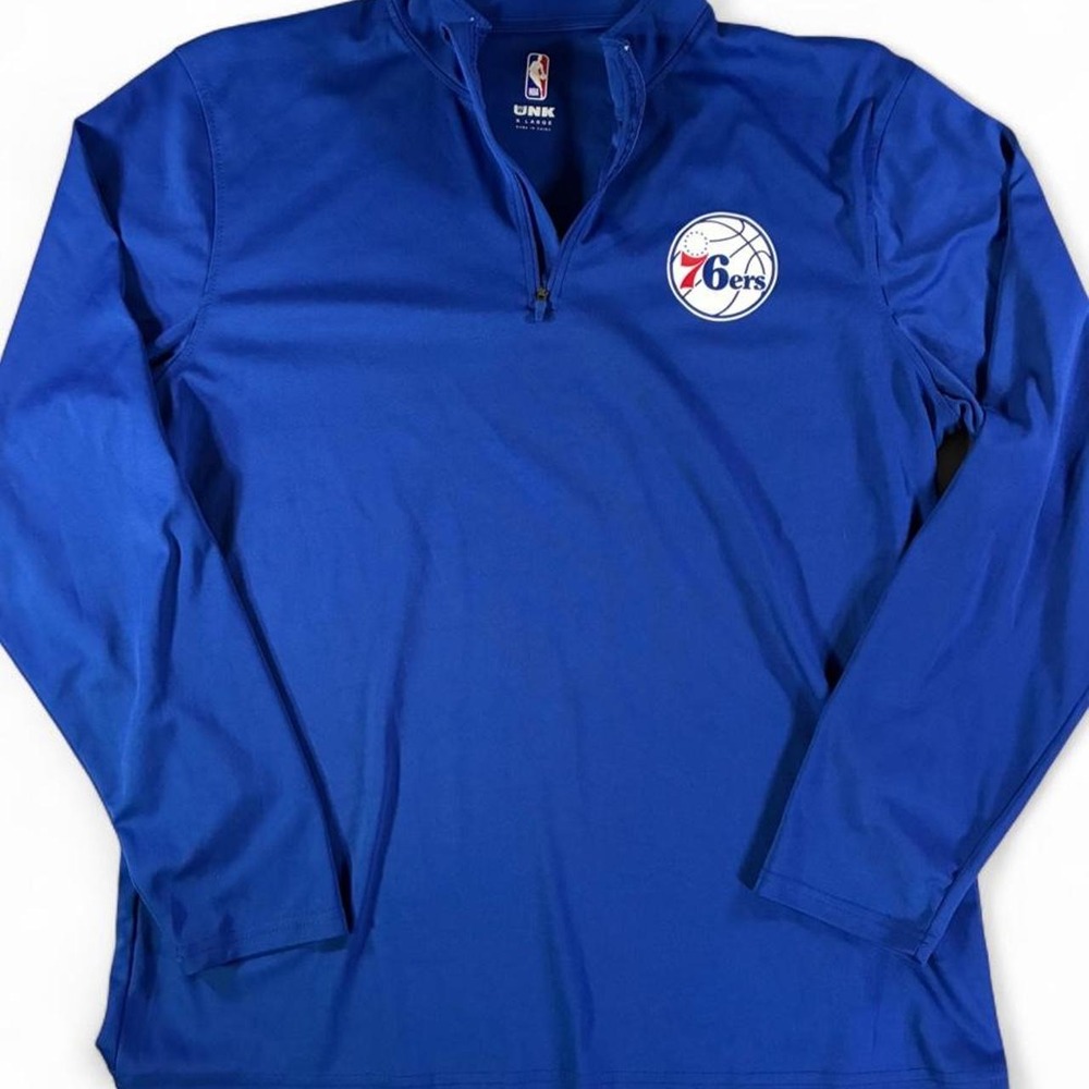 NWOT UNK NBA Philadelphia 76ers blue light weight quarter zip pullover